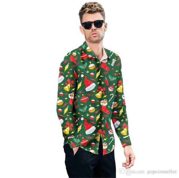 

рубашки мода рождественские подарки печатные рубашки с длинным рукавом повседневная мужская и женская одежда плюс размер рождество, White;black