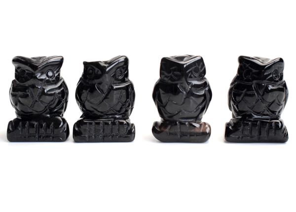 

1.5 ДЮЙМА Высота Маленький Размер Натуральный Черный Обсидиан Резной Кристалл Ста