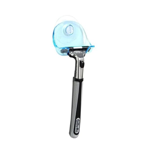 

1pc plastic shaver hanging rack clear storage shelf bathroom product razor holder suction cup shelf organizer