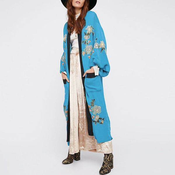 

new europe long shirts women 2020 summer blue pocket embroidered ladies beach blouse sunscreen women clothing u709, White