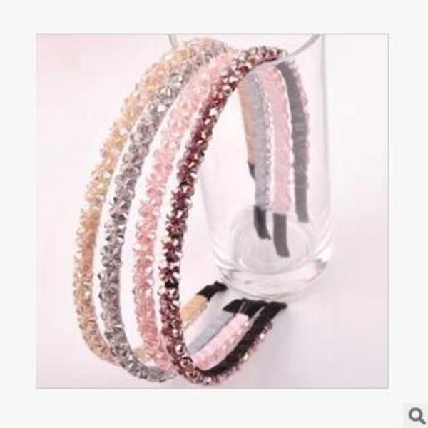 

60pcs/lot diy multi handmade fishing line beads drill headband double row crystal head bands hair styling tools accessory ha882, Brown