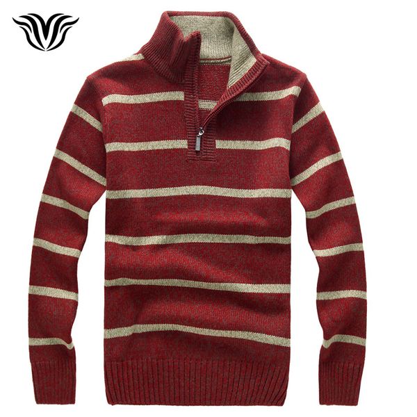 

men's striped sweater 2018 autumn and winter brand men's business casual zipper stand collar thick warm sweater, White;black