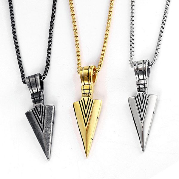 

personalized necklace men's chain accessories arrow spear stainless steel jewelry on the neck spear head male necklace, Silver