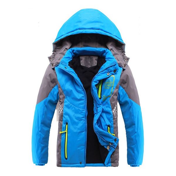 

children outerwear warm coat sporty kids clothes double-deck waterproof windproof thicken boys girls jackets autumn and winter(b, Blue;gray