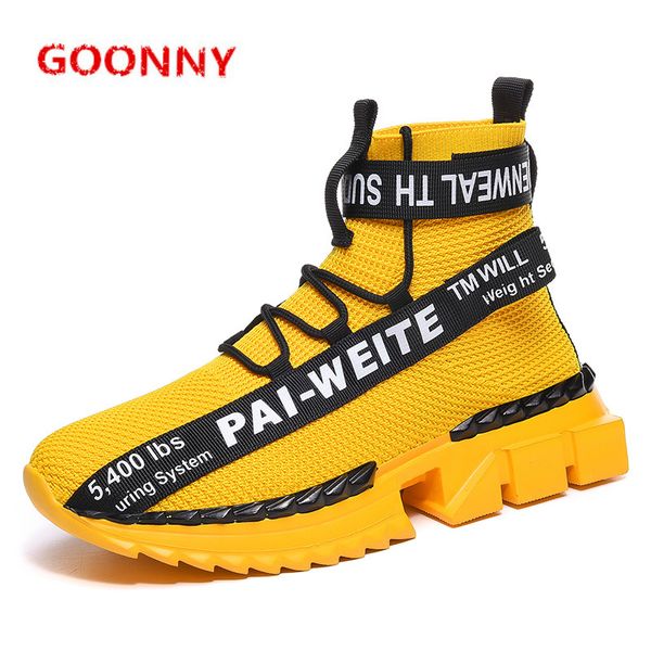 

shoes men fashion flying woven sock shoes high chunky sneakers damping sport black white casual zapatos hombre