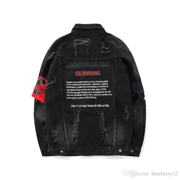 

mens denim jackets high street fbi letter printing fashion male solid color black jacket outerwear coats for autumn winter asian size s-xl, Black;brown