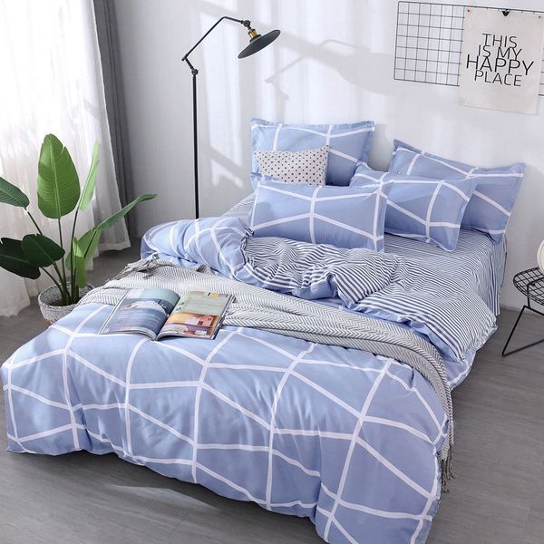 

blue stripe 4pcs kid bed cover set cartoon duvet cover child bed sheets and pillowcases comforter bedding set 2tj-61003