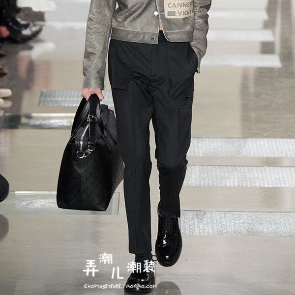 

2019 new men's clothing hair stylist gd fashion model show multiple pockets casual pants plus size costumes 27-46, Black