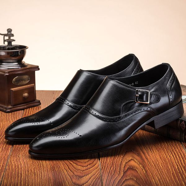 

men leather shoes comfortable business stylish gentleman's formal shoes 2020 new, Black