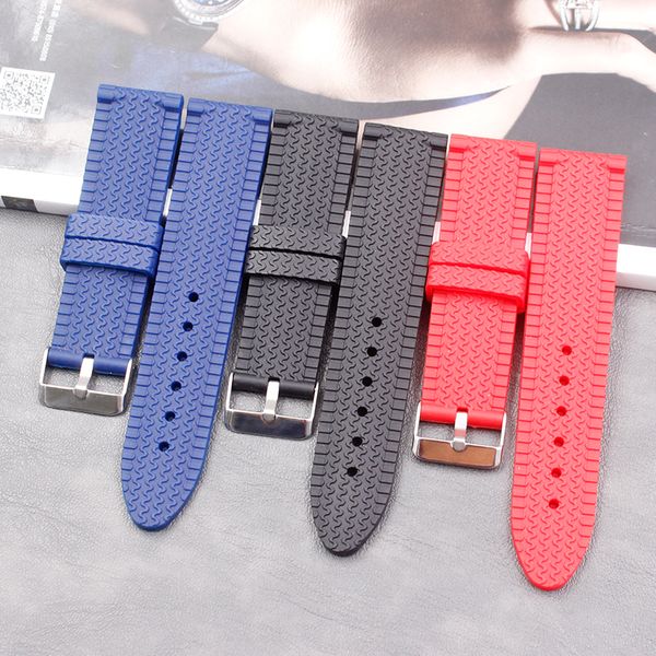 

silicone strap men's pin buckle 24mm outdoor leisure sports waterproof rubber strap ladies buckle accessories, Black;brown