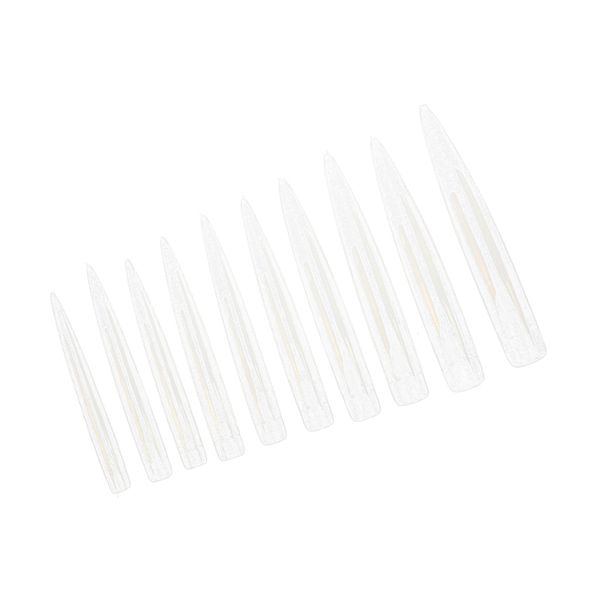 

10 pc claw stiletto nail tips divot false fake long clear nature full well nails