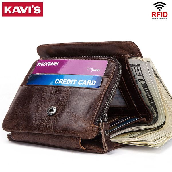 

kavis trifold card holder genuine leather cowhide men wallet male coin purse small portomonee portfolio money bag, Red;black