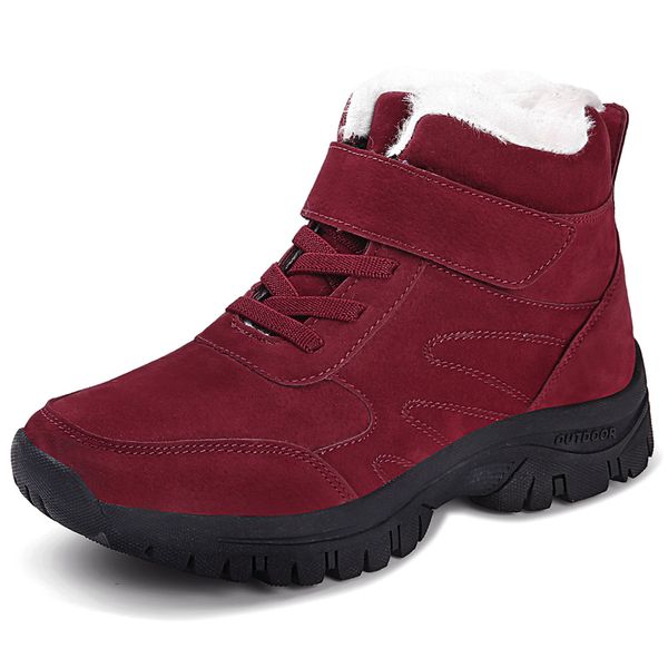 

popular slip shoes male casual plus velvet winter warm short ankle boots mens new plush couple low-snow sneaker botas pareja, Black