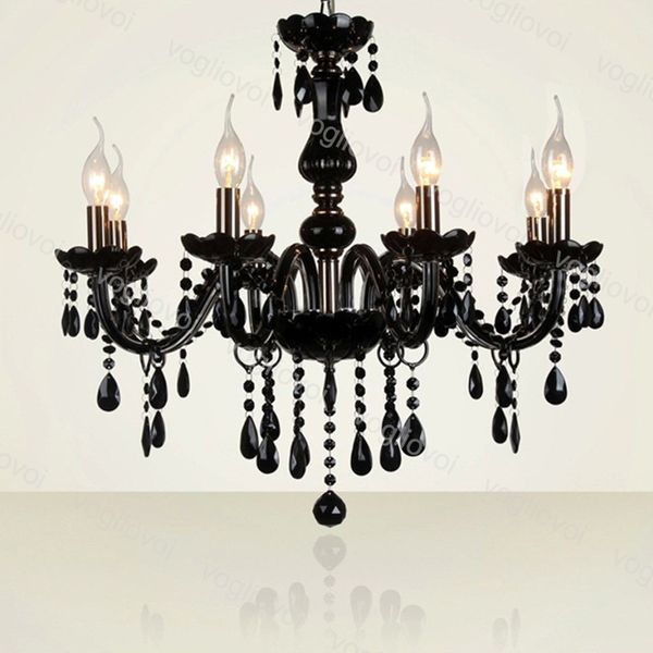 

black k9 crystal chandelier light modern e14 led pendant hanging light lamp indoor home lighting indoor fixture 110v 240v dhl