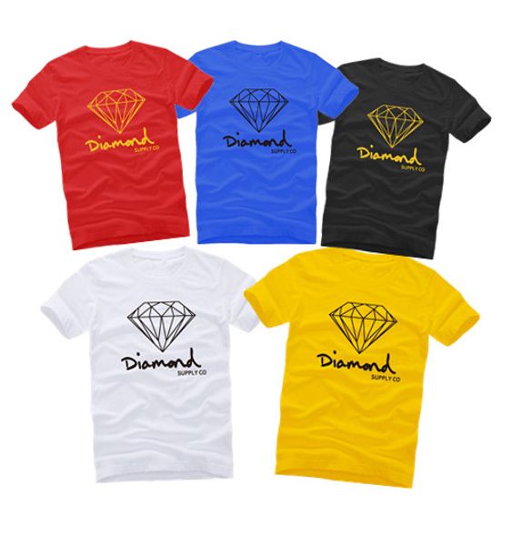 

the diamond supply co men printed casual short sleeve outdoors t shirt male tees fashion t-shirt white red blue yellow grey, Black