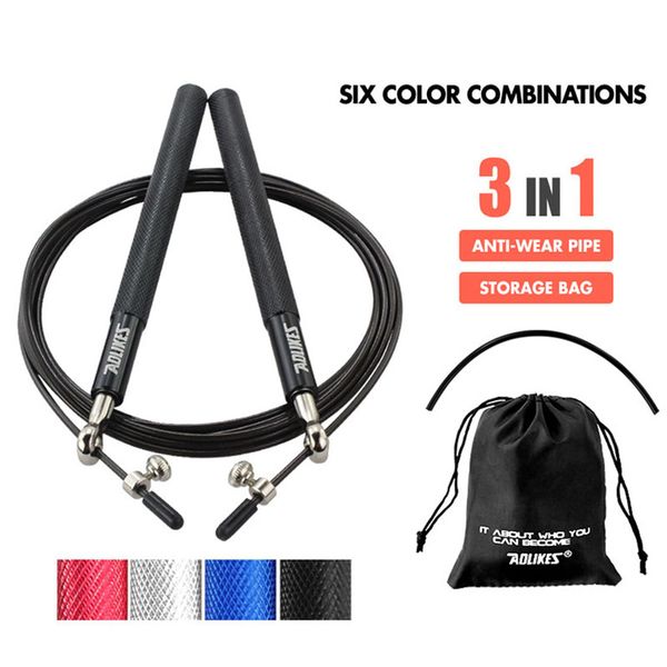 

aolikes 3 in 1 weight skip jump rope steel wire aluminum alloy racing jumping ropes body building fitness accessories