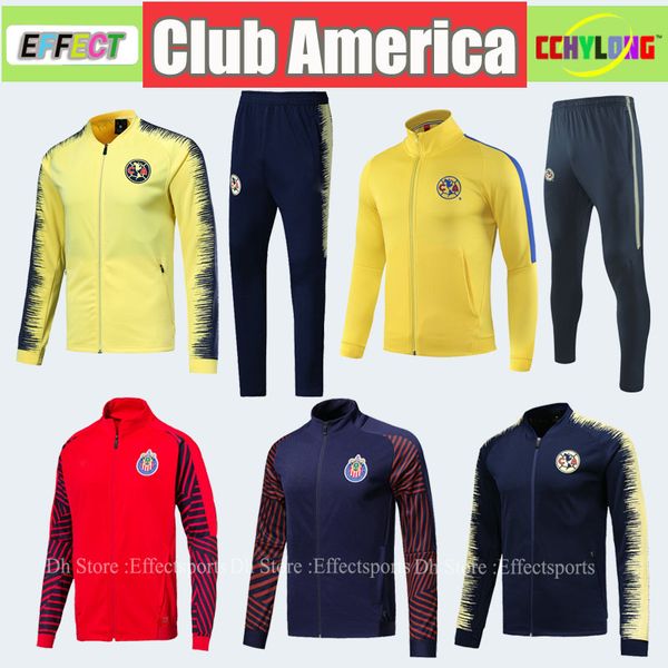 

2019 Club America Jacket Kit Soccer Training Suit 18/19/20 Survetement Chivas de Guadalajara Tigres Long Sleeve Tracksuit Kit Uniform Shirts