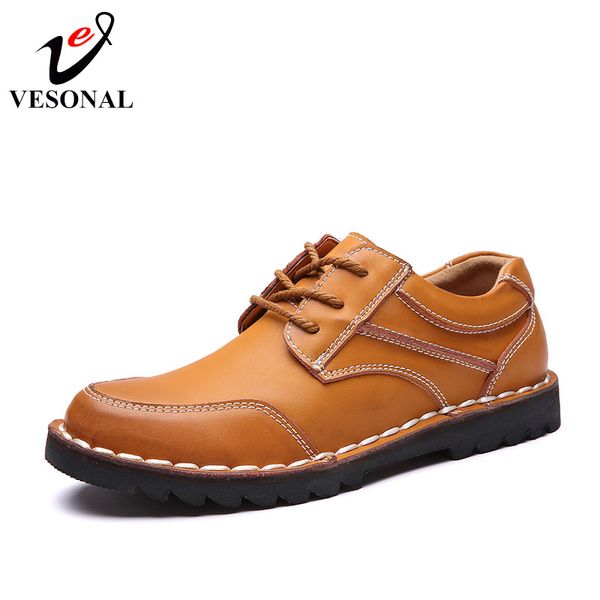 

vesonal classic patchwork cargo casual shoes men genuine leather oxfords male footwear breathable sneakers flats platform 801, Black