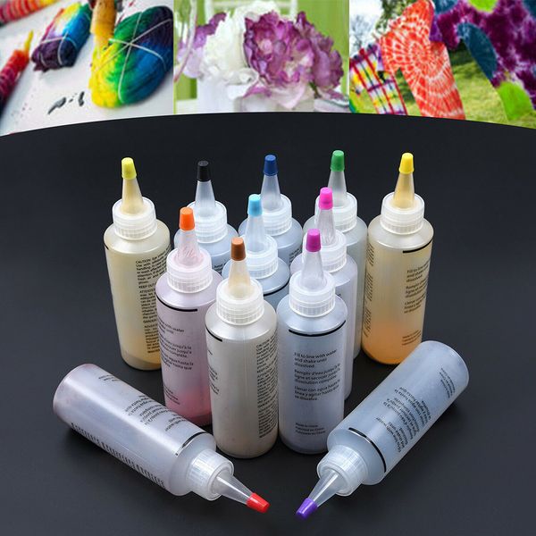 

12pcs tie dye kit non toxic diy clothing marking t-shirt shoes graffiti fabric one step textile paints tool