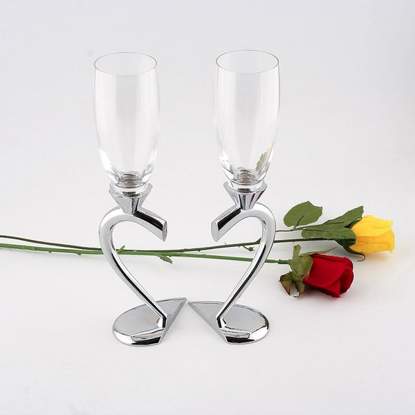 

heart shape metal base crystal wedding drinking wine glasses for love and gifts