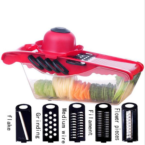 

новый дизайн mandoline slicer многофункциональный овощерезка ручной картофелечистка морковь терка жульен фруктовый слайсер с коробкой лезвие