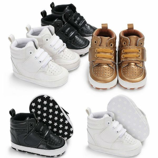 

2020 new newborn baby boy girl soft sole crib shoes warm boots anti-slip sneaker pu breathable solid first walkers 0-18m