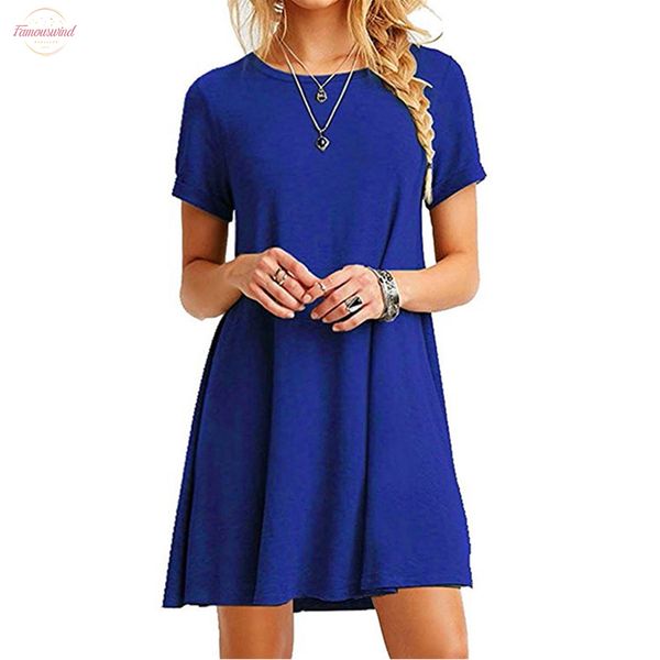 

women summer casual loose boho cute solid dress cocktail party beach dresses sundress blue pink white dress, Black;gray