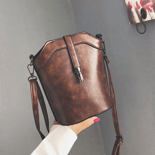 

women small bucket bag vintage leather handbags bags for women 2020 retro large capacity handbag ladies hand bags solid