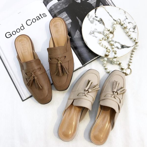 

fashion leisure elegant closed toe slides for women pu solid fringe slippers summer closed toe low shoes, Black