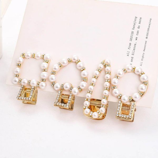 

мода новорожденных девочек заколки ins жемчужные заколки для волос кристалл милая девушка заколки для волос женские заколки для детей аксесс, Slivery;white