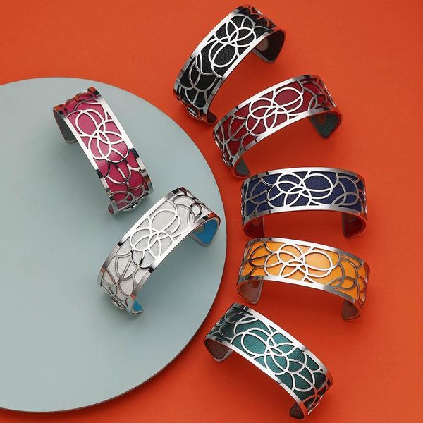 

legenstar bracelet georgette flower bijoux acier inoxydable femme 2019 manchette bangle reversible leather band jewelry bijoux
