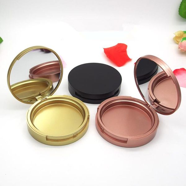 

portable plastic powder box empty loose powder pot with mirror cosmetic loose jar travel makeup container f3841