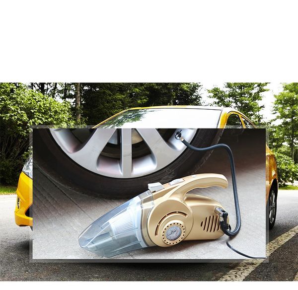 

120w high-power car vacuum cleaner 4 in 1 inflator air pump pressure gauge with led light rechargeable car clean tool