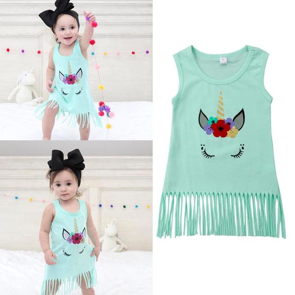 

pudcoco девочка набор 1y-6y малыша детских ребёнок unicorn рукава одежда партия pageant футболка платье, Red;yellow