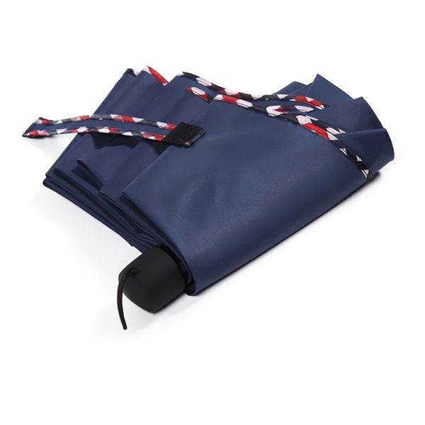

plaid edging simple umbrella manual tri-fold umbrella women man universal business 55 cm 8 bones solid color rain gear