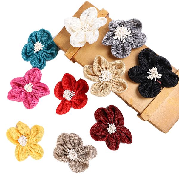 

8cm/5pcs handmade jute hessian burlap flowers vintage rustic wedding decoration party festival sewing clothing cap home decor