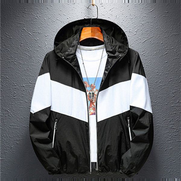 

brand new men women designer casual windbreakers regular patchwork hooded light summer automn fall winbreaker lsy19885, Black;brown