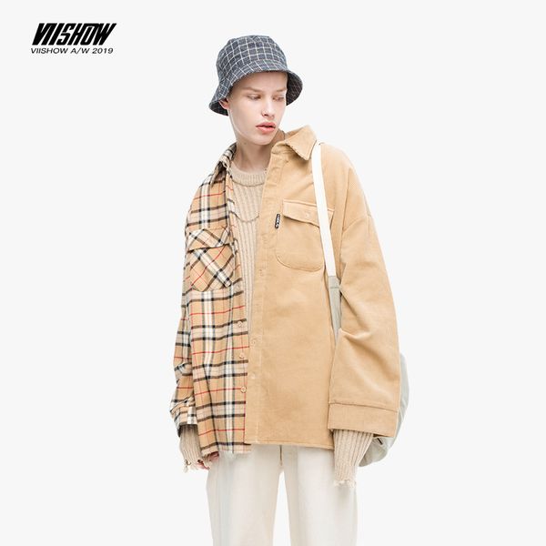 

viishow 2019 autumn streetwear men stitching shirt cotton shirt men camisa masculina plaid men's shirts chemise homme cc1836193, White;black