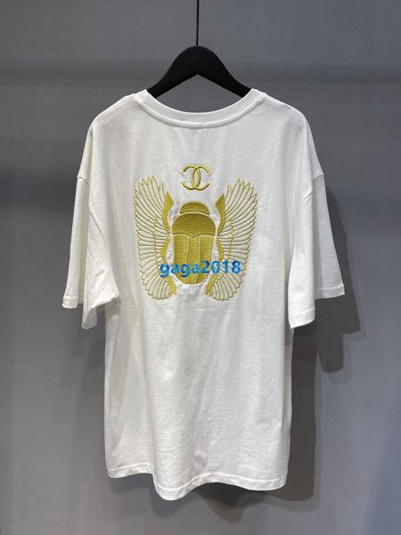 

high end женщины девушки oversize футболка вышивка жук письмо мотив с коротким рукавом блузка летняя рубашка тройник модный дизайн роскошный, White