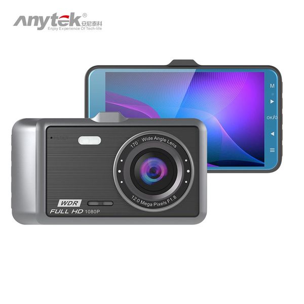 

anytek a60 dual lens car dvr camera 1080p + 720p 170 degree wide angle night vision dash cam video recorder