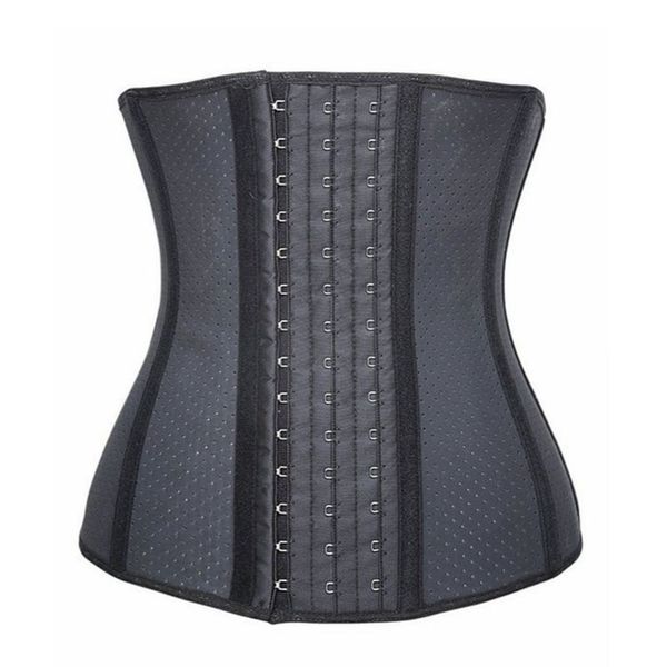 

woman modeling strap slimming corset latex waist trainer corset hollow out tummy control belt body shaper colombian girdle woman, Black;white