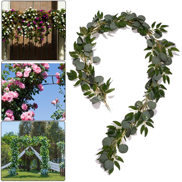 

2m artificial eucalyptus willow vines twigs leaves garland string green faux plant wreath for wedding doorway outdoor decoration