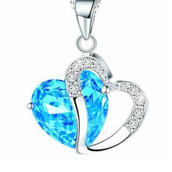 

fashion heart pendant necklace crystal rhinestone silver chain necklace jewelry women for birthday mothers day necklace