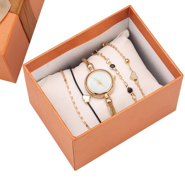 

women bracelet watch cuff bangle set ladies rose gold stainless steel women's watches casual girl clock girlfriend gift xams, Slivery;brown