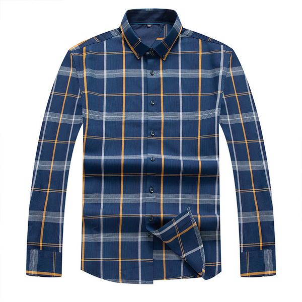 

2020 autumn shirt male long sleeve loose grid leisure men plus fat plus size cotton shirt, White;black