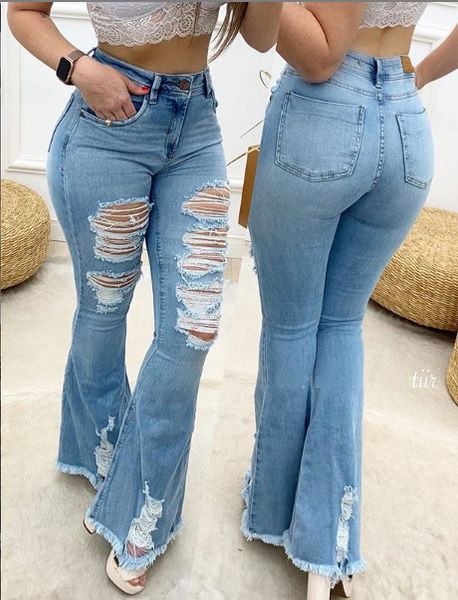 

women hight waisted wide leg denim jeans stretch slim pants length jeans pockets flare pants blue stripes trousers for women