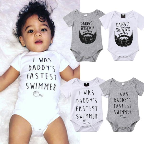

2019 baby summer clothing newborn infant baby boy girl casual bodysuit cartoon letter print short sleeve cotton jumpsuit outfits, Blue