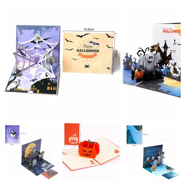 

1pc halloween card creative 3d stereo foldable children's handmade hollow paper carving cake custom gift card