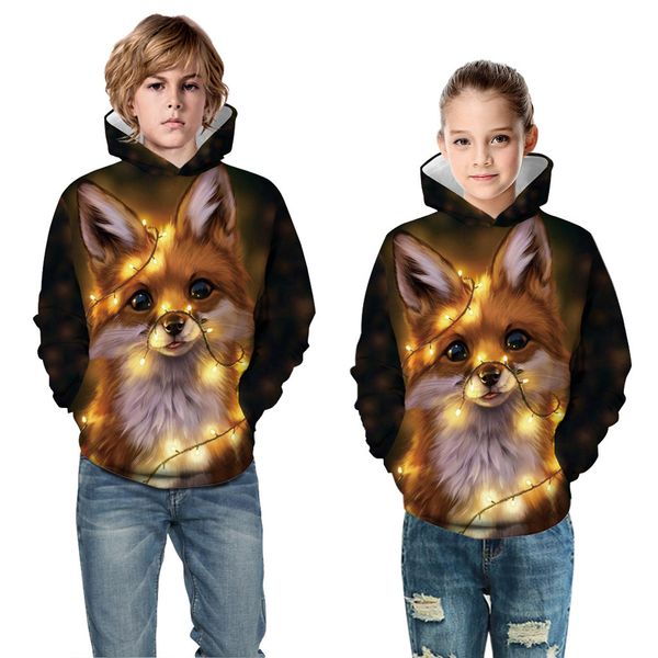 

child's hoodie new year xmas clothes long sleeve teen kids boy 3d print christmas cartoon sweatshirt pullover pocket hoodie, Black