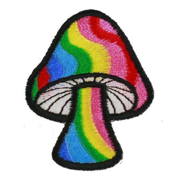 Novo Cogumelo Retro Hippie Hippie Paz Arco-íris Ferro de Ferro-On Patch Tecido Costura em Applique para Roupas Jaqueta Crachá DIY Fato